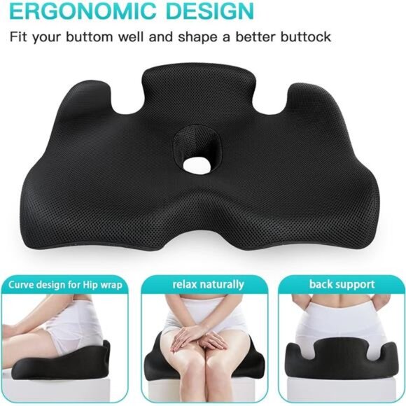 X Large Memory Seat Cushion for Office Chair Pressure Relief Sciatica & Tailbone - Picture 5 of 7